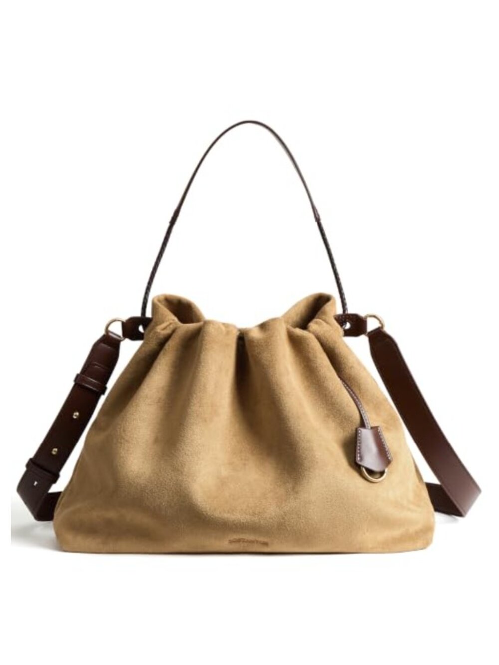 Slouchy Hobo Bag Drawstring Shoulder Crossbody Vegan Leather